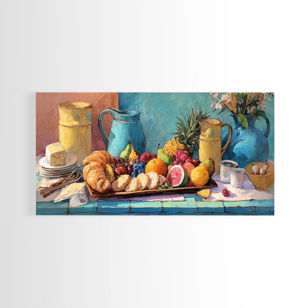 Tropical Fruit Platter Canvas Print, Restaurant Art, Wall Art, Restaurant Decor, Oil Painting, Bistro, Digital Print, RES-2x1-62