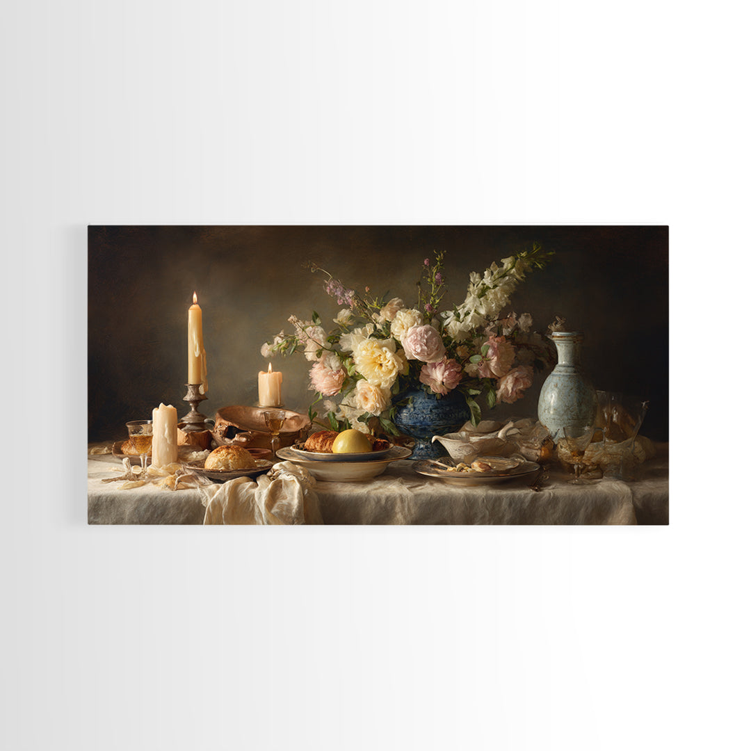 Elegant Table Objects Canvas Print, Restaurant Art, Framed Wall Art, Restaurant Decor, Watercolor Art, Bistro, RES-2x1-68