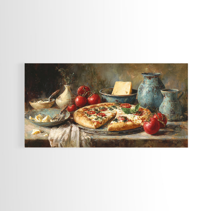 Pizzeria Tomato Basil and Mozzarella Still Life Canvas Print, Restaurant Art, Art Print, Restaurant Decor, Fine Art, Bistro, RES-2x1-78