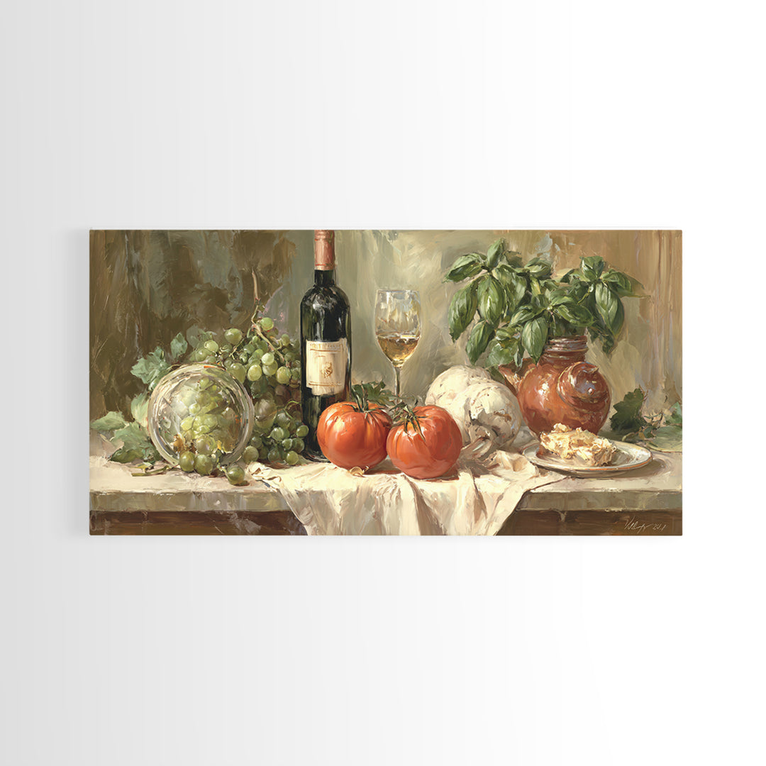 Wine Grapevine Botanical Study Framed Canvas Print, Restaurant Art, Wall Decor, Restaurant Decor, Oil Painting, Bistro, RES-2x1-83