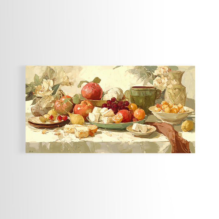 Tropical Fruit Platter Framed Canvas Print, Restaurant Art, Canvas, Restaurant Decor, Fine Art, Bistro, Living Room Decor, RES-2x1-86