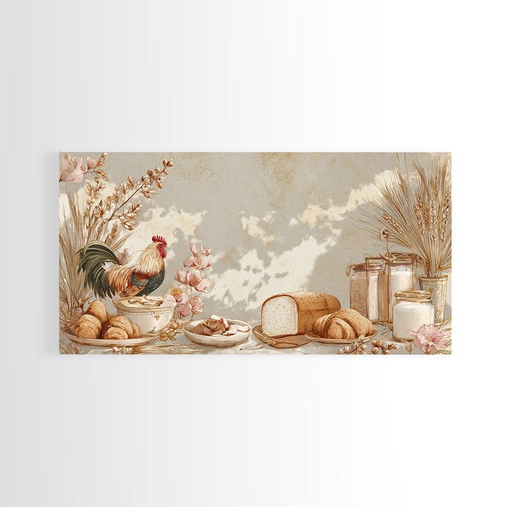 Rooster and Herbs for Farmhouse Restaurant Mood Framed Canvas Print, Restaurant Art, Printable Art, Restaurant Decor, Bistro, RES-2x1-88