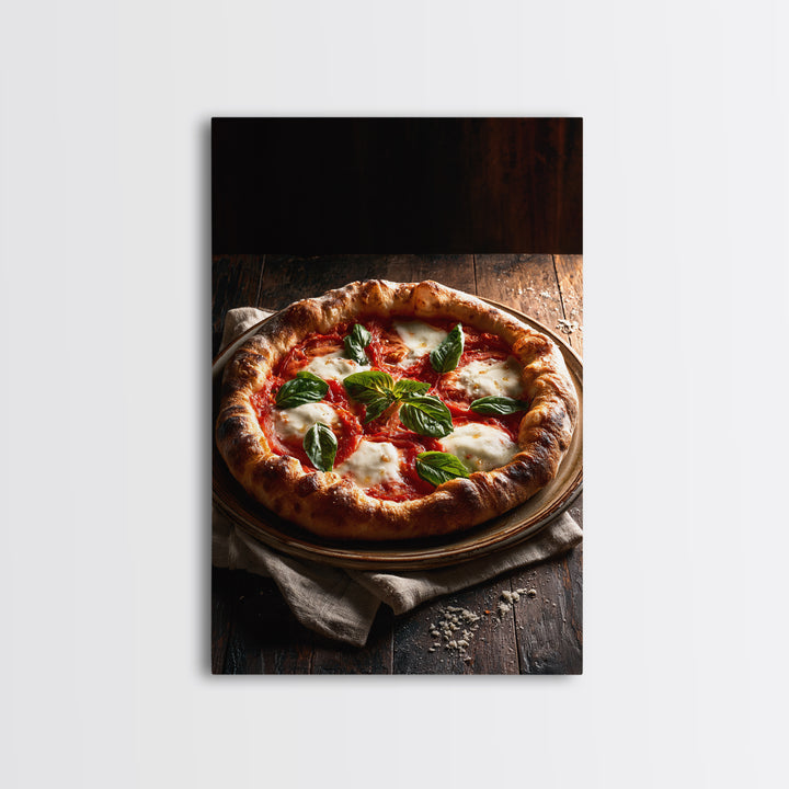 Pizzeria Tomato Basil and Mozzarella Still Life Canvas Print, Restaurant Art, Restaurant Decor, Bistro, Watercolor Painting, RES-2x3-18