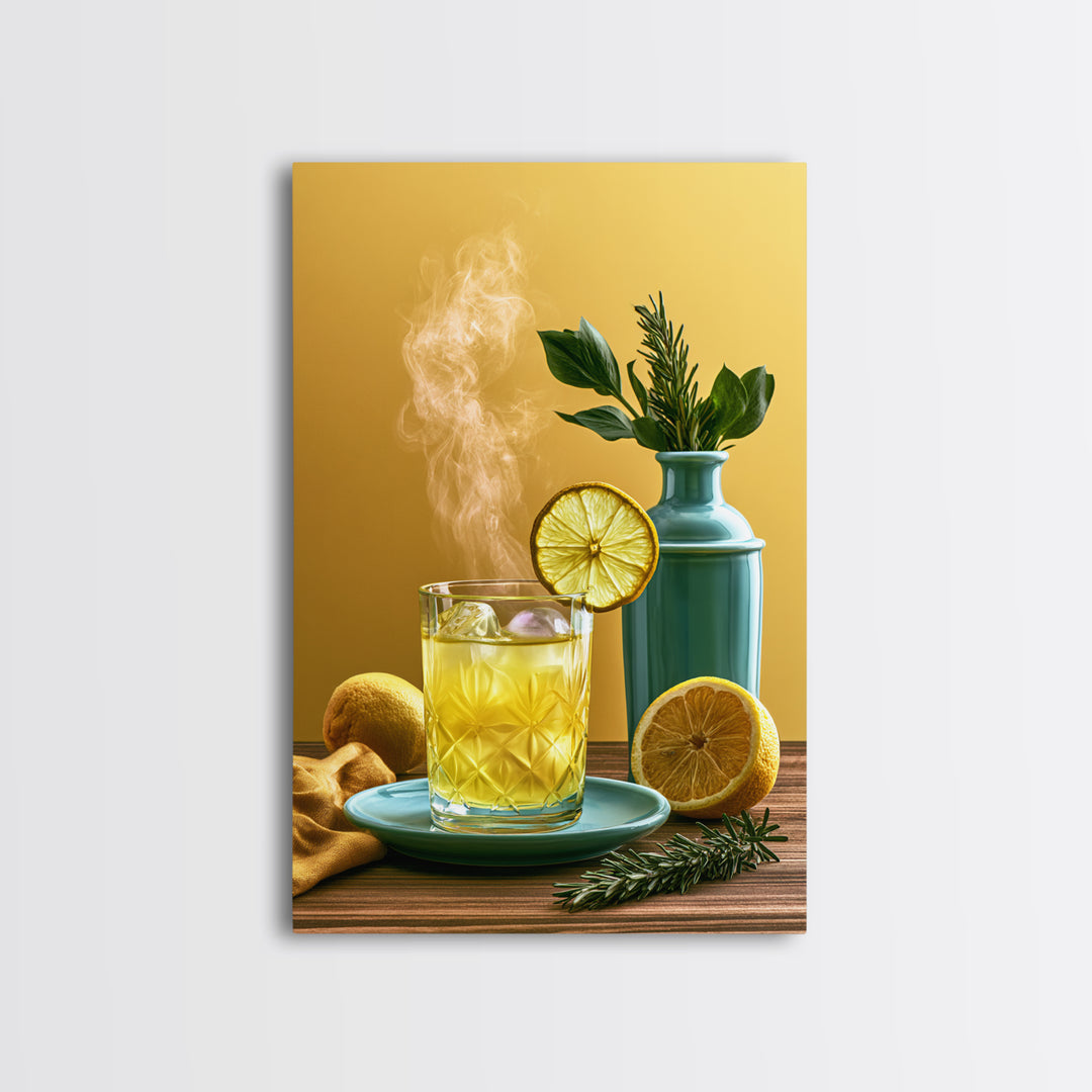 Cocktail and Citrus Bar Composition Framed Canvas Print, Restaurant Art, Contemporary Art, Restaurant Decor, Fine Art, Bistro, RES-2x3-19