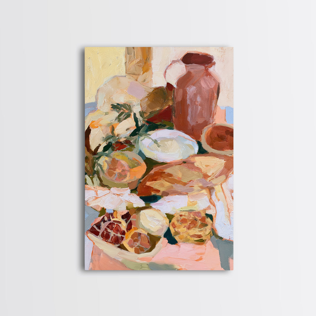 Abstract Appetite Friendly Red and Orange Shapes Framed Canvas Print, Restaurant Art, Large Wall Art, Restaurant Decor, Bistro, RES-2x3-25