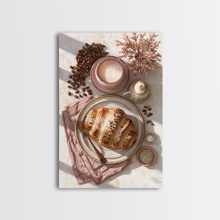 Coffee Beans and Pastry Arrangement Canvas Print, Restaurant Art, Art Print, Restaurant Decor, Fine Art, Bistro, Kitchen Art, RES-2x3-54