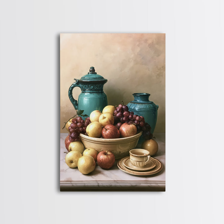 Classic Fruit Bowl Framed Canvas Print, Restaurant Art, Canvas Wall Art, Restaurant Decor, Fine Art, Bistro, Bedroom Wall Art, RES-2x3-60