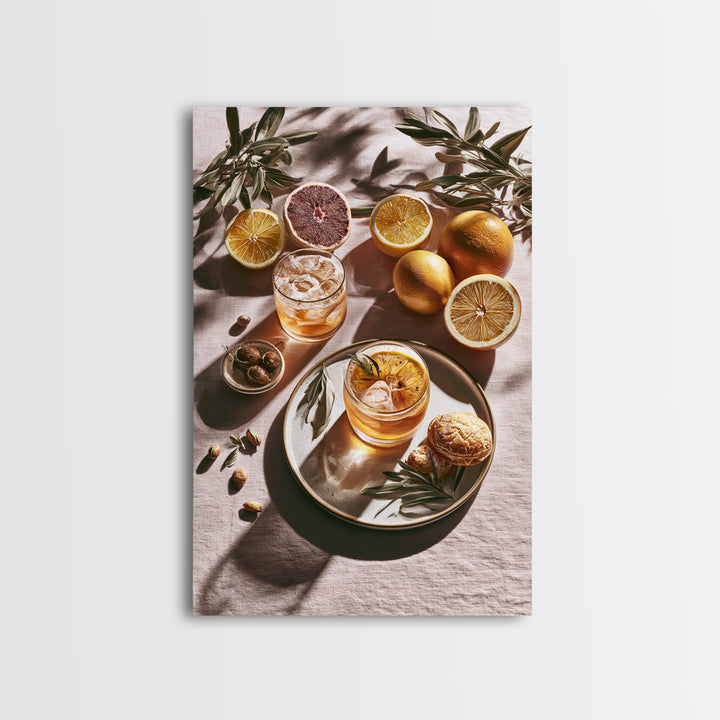Cocktail and Citrus Bar Composition Canvas Print, Restaurant Art, Kitchen Art, Restaurant Decor, Fine Art, Bistro, Food Art, RES-2x3-67