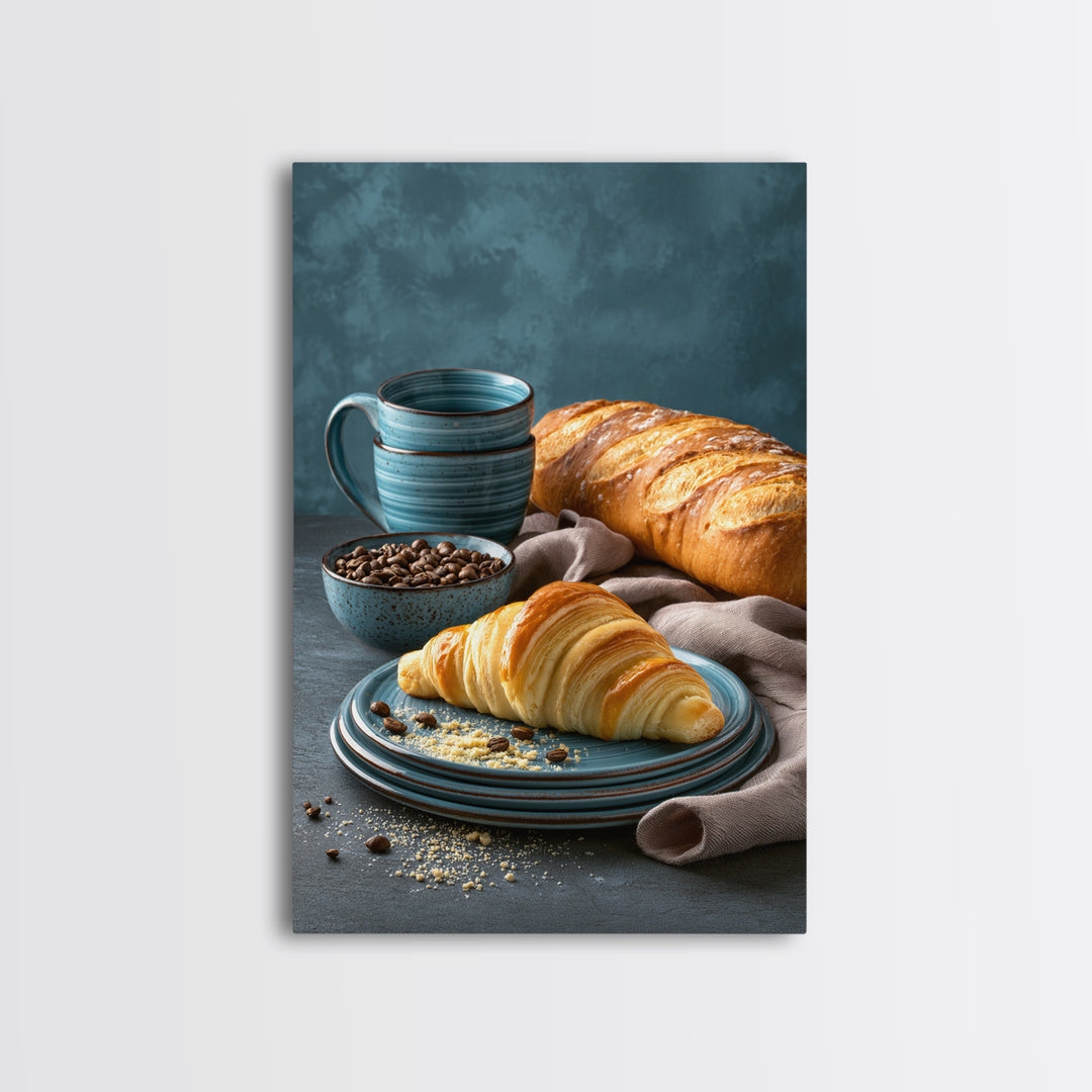 Coffee Beans and Pastry Arrangement Framed Canvas Print, Restaurant Art, Canvas Wall Art, Restaurant Decor, Fine Art, Bistro, RES-2x3-78