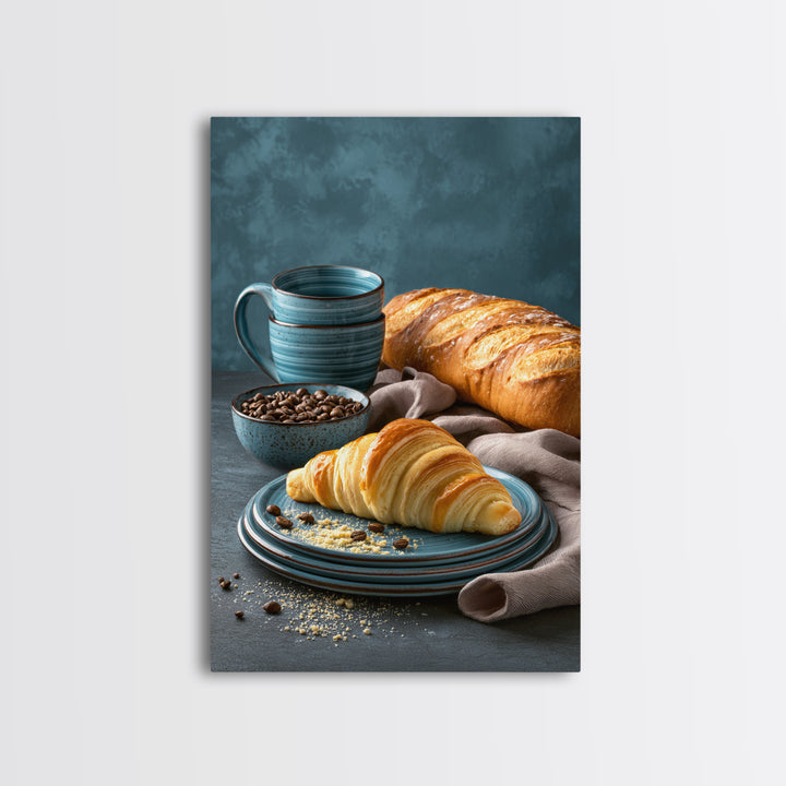 Coffee Beans and Pastry Arrangement Framed Canvas Print, Restaurant Art, Canvas Wall Art, Restaurant Decor, Fine Art, Bistro, RES-2x3-78