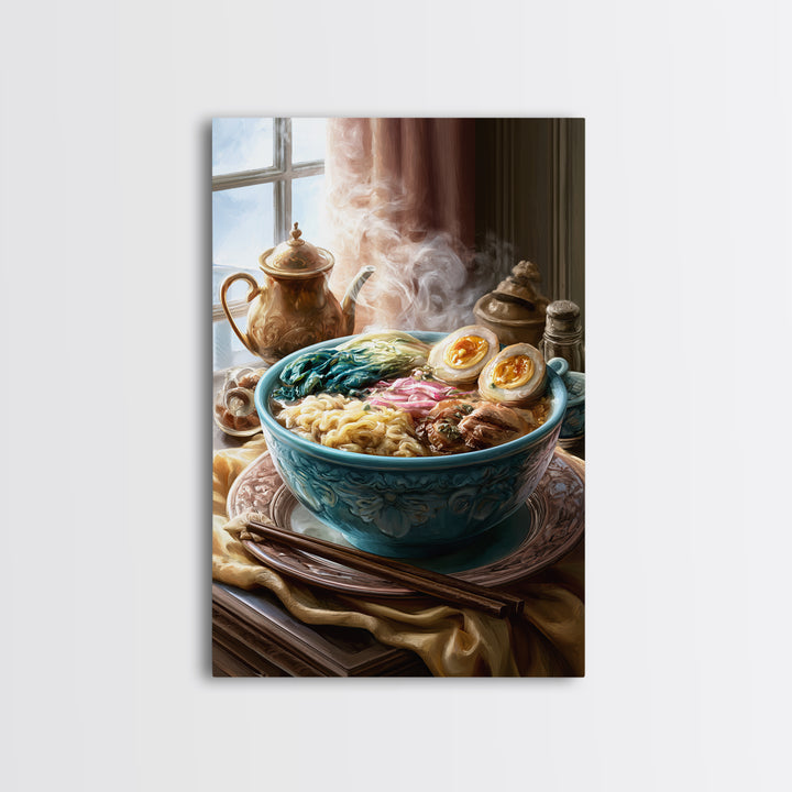 Ramen Bowl Rendered Framed Canvas Print, Restaurant Art, Printable Art, Restaurant Decor, Fine Art, Bistro, Watercolor Art, RES-2x3-94