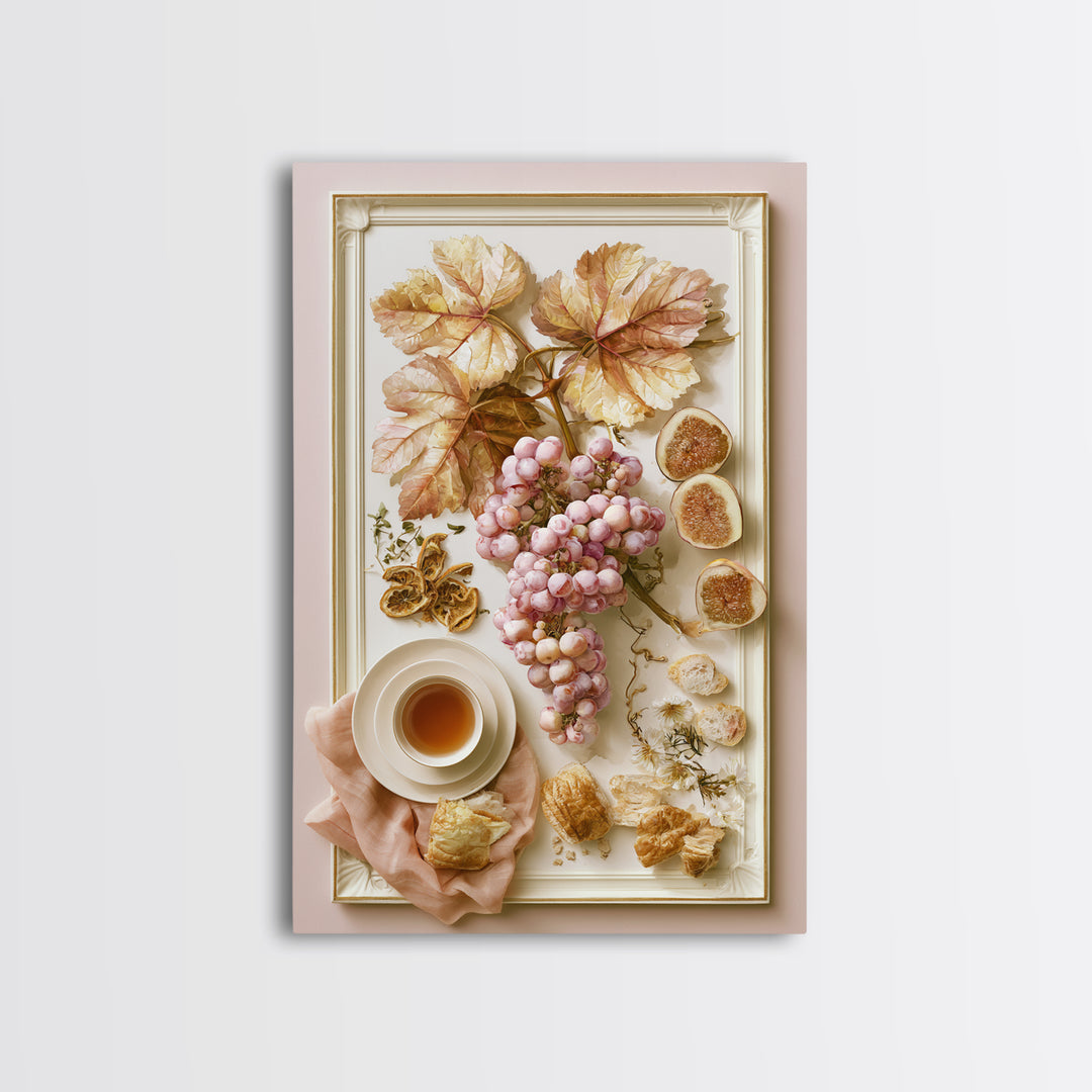 Wine Grapevine Botanical Study Canvas Print, Restaurant Art, Food Art, Restaurant Decor, Watercolor Art, Bistro, RES-2x3-95