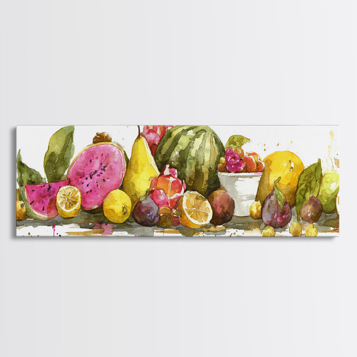 Tropical Fruit Platter Framed Canvas Print, Restaurant Art, Canvas, Restaurant Decor, Fine Art, Bistro, Living Room Decor, RES-3x1-10