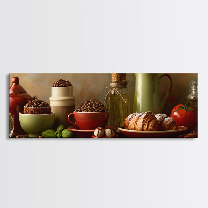 Coffee Beans and Pastry Arrangement Canvas Print, Restaurant Art, Modern Decor, Restaurant Decor, Fine Art, Bistro, Poster, RES-3x1-14