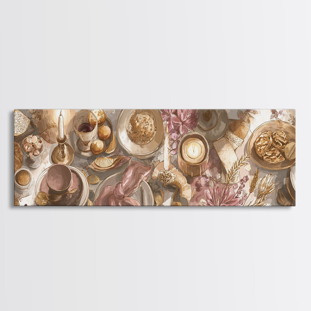 Elegant Table Objects Canvas Print, Restaurant Art, Wall Art Print, Restaurant Decor, Fine Art, Bistro, Modern Decor, RES-3x1-16