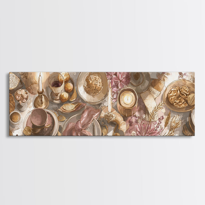 Elegant Table Objects Canvas Print, Restaurant Art, Wall Art Print, Restaurant Decor, Fine Art, Bistro, Modern Decor, RES-3x1-16
