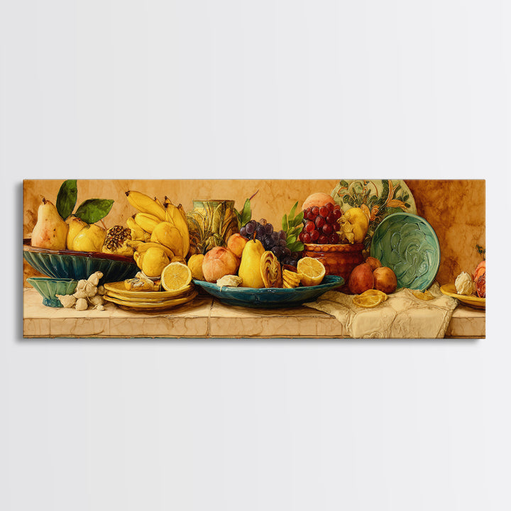 Tropical Fruit Platter Canvas Print, Restaurant Art, Kitchen Wall Art, Restaurant Decor, Abstract Art, Bistro, RES-3x1-34