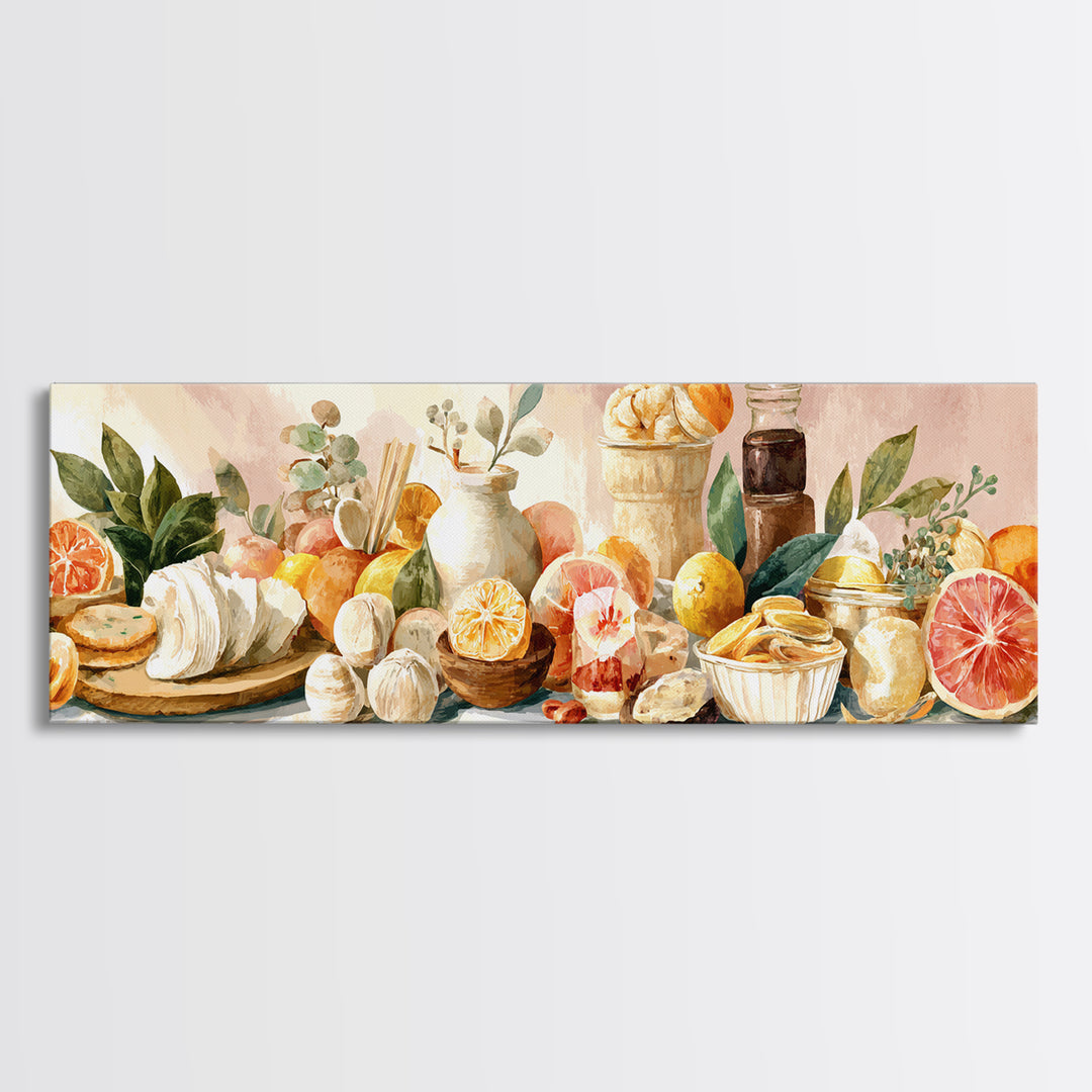 Cocktail and Citrus Bar Composition Framed Canvas Print, Restaurant Art, Large Wall Art, Restaurant Decor, Fine Art, Bistro, RES-3x1-51