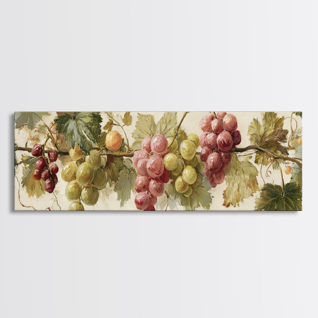 Wine Grapevine Botanical Study Framed Canvas Print, Restaurant Art, Statement Artwork, Restaurant Decor, Fine Art, Bistro, RES-3x1-7