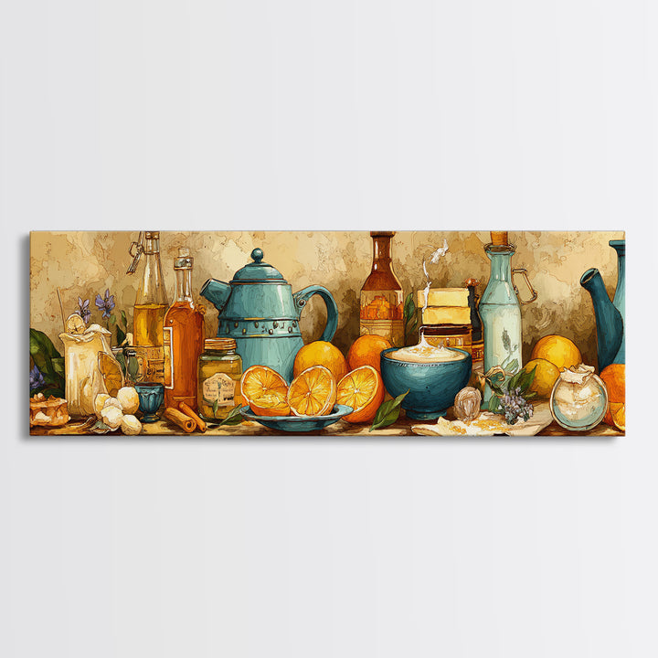 Cocktail and Citrus Bar Composition Canvas Print, Restaurant Art, Printable Art, Restaurant Decor, Bistro, Watercolor Art, RES-3x1-75