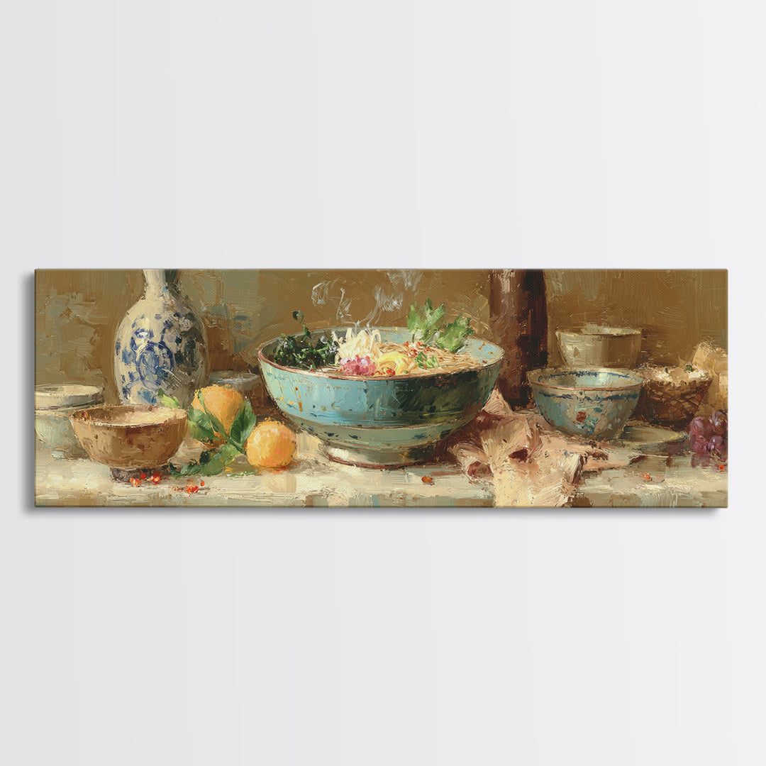 Ramen Bowl Rendered Canvas Print, Restaurant Art, Large Wall Art, Restaurant Decor, Fine Art, Bistro, Wall Art Print, RES-3x1-78
