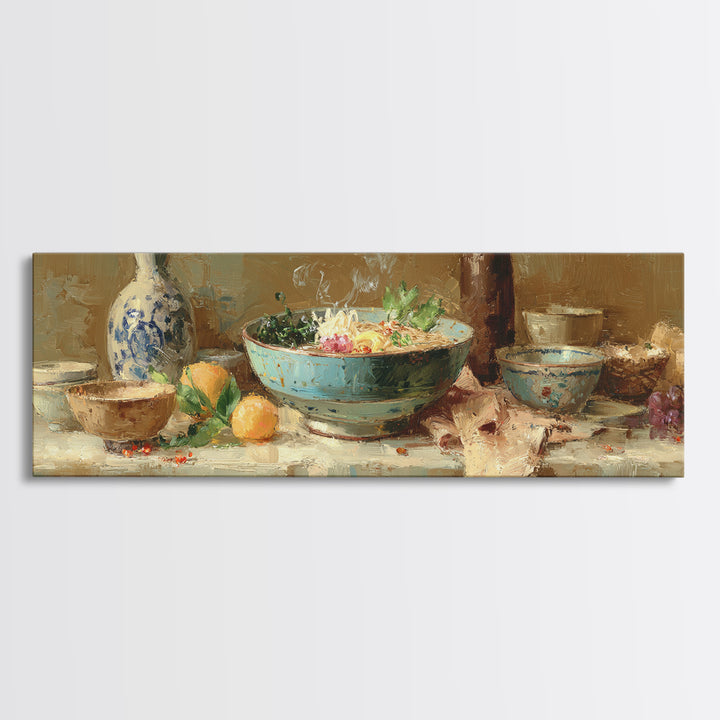 Ramen Bowl Rendered Canvas Print, Restaurant Art, Large Wall Art, Restaurant Decor, Fine Art, Bistro, Wall Art Print, RES-3x1-78