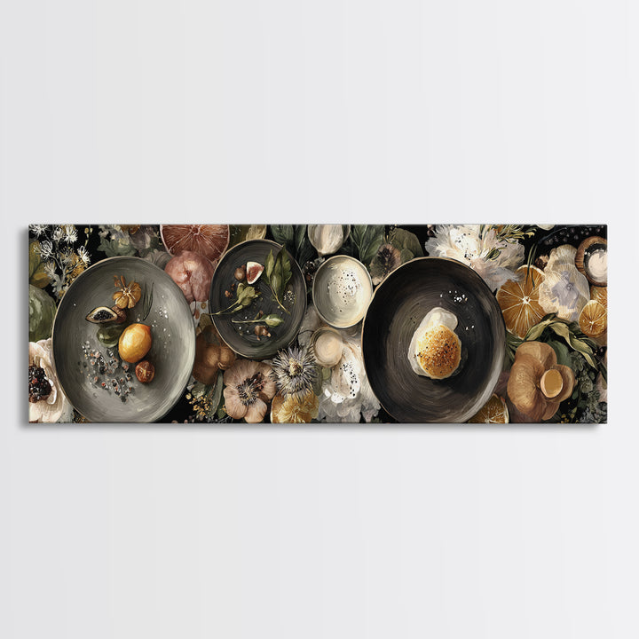 Blackboard Menu Feeling Without Readable Text Canvas Print, Restaurant Art, Food Art, Restaurant Decor, Oil Painting, Bistro, RES-3x1-85