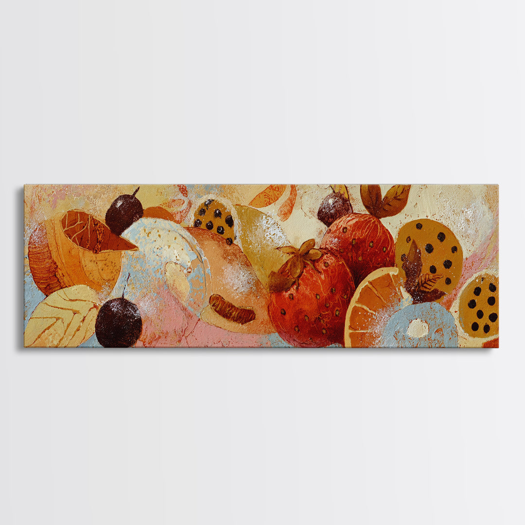 Abstract Appetite Friendly Red and Orange Shapes Framed Canvas Print, Restaurant Art, Kitchen Art, Restaurant Decor, Bistro, RES-3x1-9