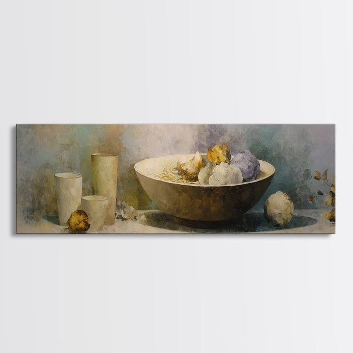 Seafood Lobster and Shell Arrangement Canvas Print, Restaurant Art, Textured Painting, Restaurant Decor, Fine Art, Bistro, RES-3x1-96
