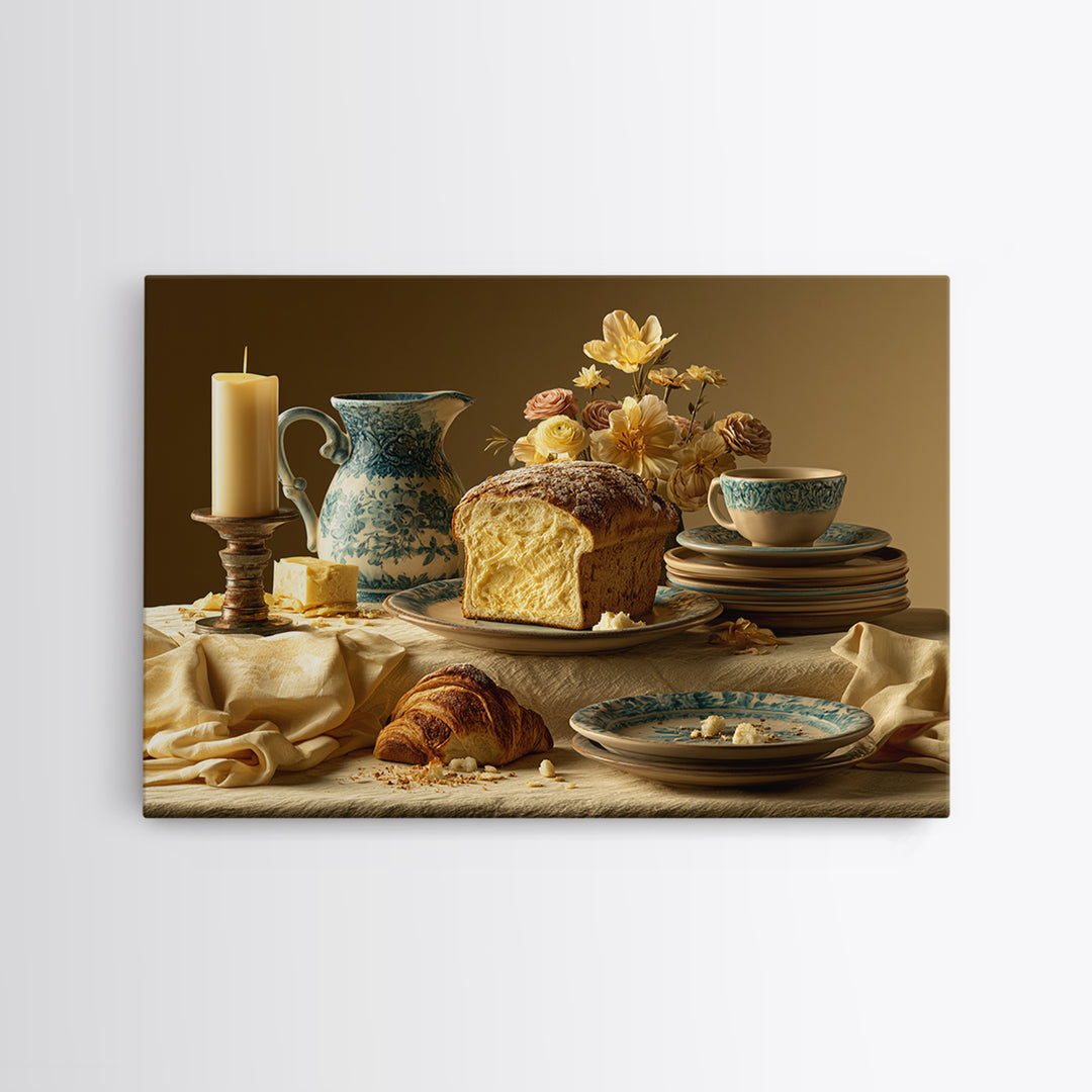 Elegant Table Objects Framed Canvas Print, Restaurant Art, Wall Art, Restaurant Decor, Watercolor Art, Bistro, Digital Print, RES-3x2-100