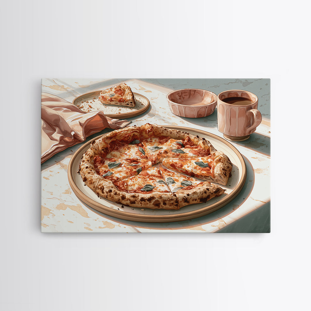 Pizzeria Tomato Basil and Mozzarella Still Life Framed Canvas Print, Restaurant Art, Digital Print, Restaurant Decor, Bistro, RES-3x2-14