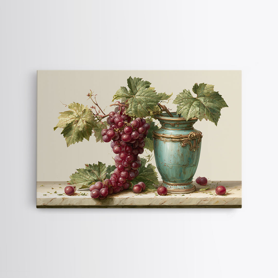 Wine Grapevine Botanical Study Framed Canvas Print, Restaurant Art, Statement Artwork, Restaurant Decor, Fine Art, Bistro, RES-3x2-19