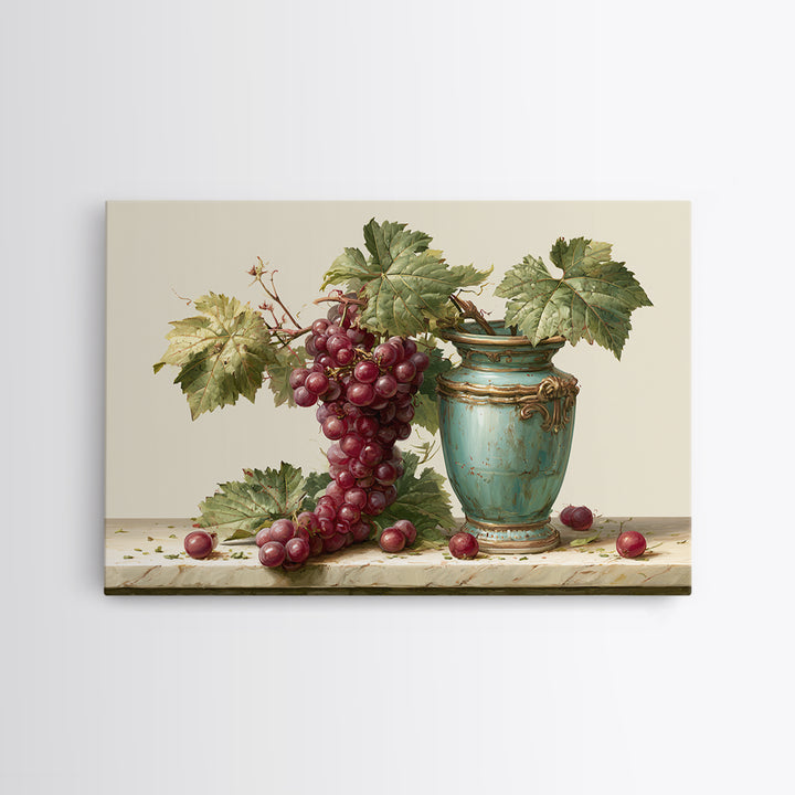 Wine Grapevine Botanical Study Framed Canvas Print, Restaurant Art, Statement Artwork, Restaurant Decor, Fine Art, Bistro, RES-3x2-19