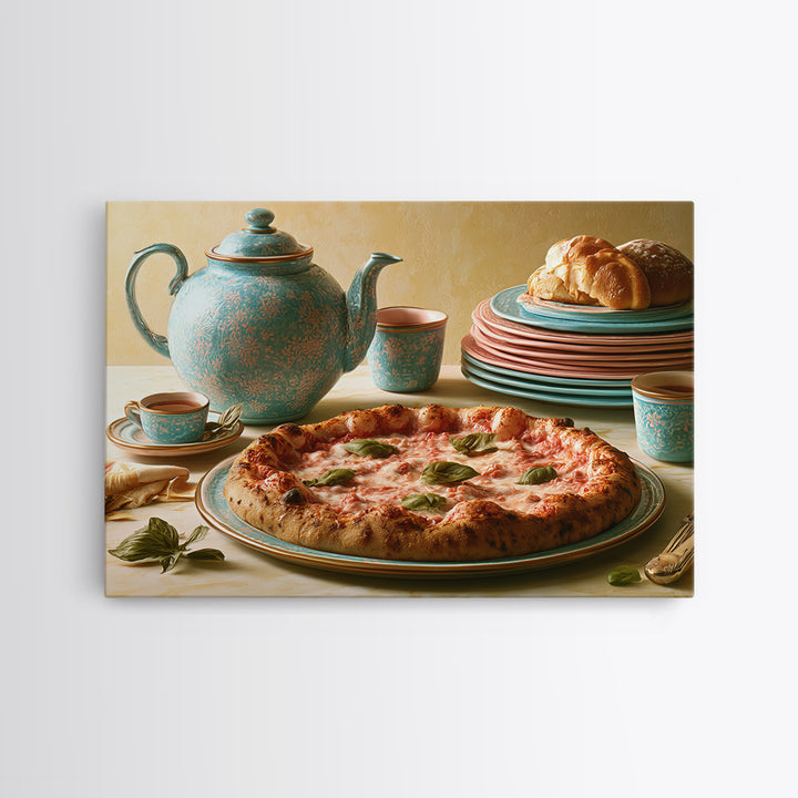 Pizzeria Tomato Basil and Mozzarella Still Life Canvas Print, Restaurant Art, Living Room Decor, Restaurant Decor, Bistro, RES-3x2-38