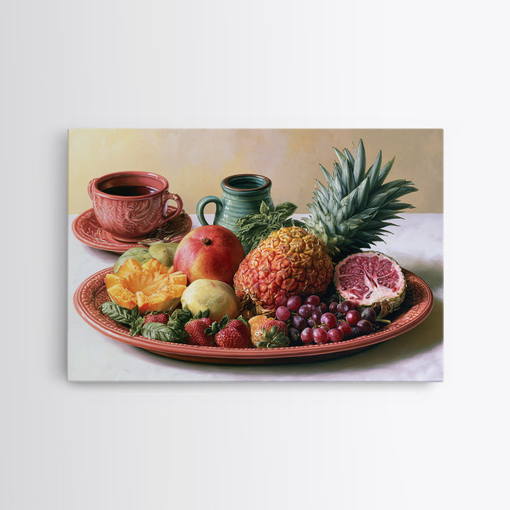 Tropical Fruit Platter Framed Canvas Print, Restaurant Art, Wall Art Print, Restaurant Decor, Fine Art, Bistro, Modern Decor, RES-3x2-46