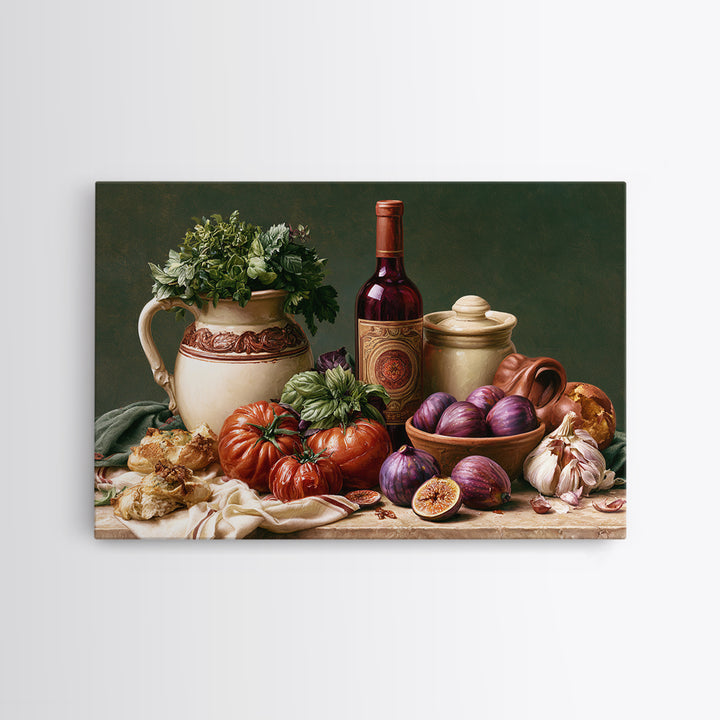 Wine Bottle and Figs Canvas Print, Restaurant Art, Modern Decor, Restaurant Decor, Fine Art, Bistro, Poster, Wall Decor, RES-3x2-53