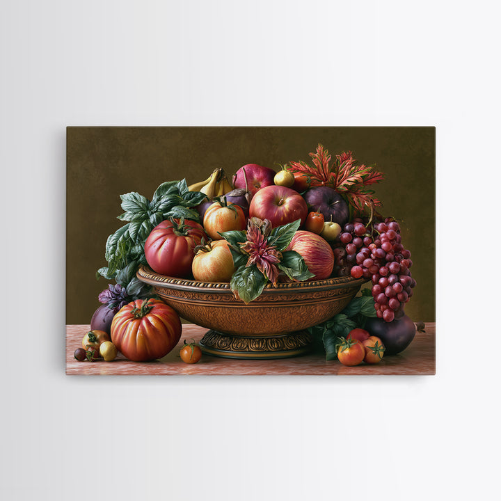 Classic Fruit Bowl Canvas Print, Restaurant Art, Room Decor, Restaurant Decor, Fine Art, Bistro, Framed Wall Art, RES-3x2-56