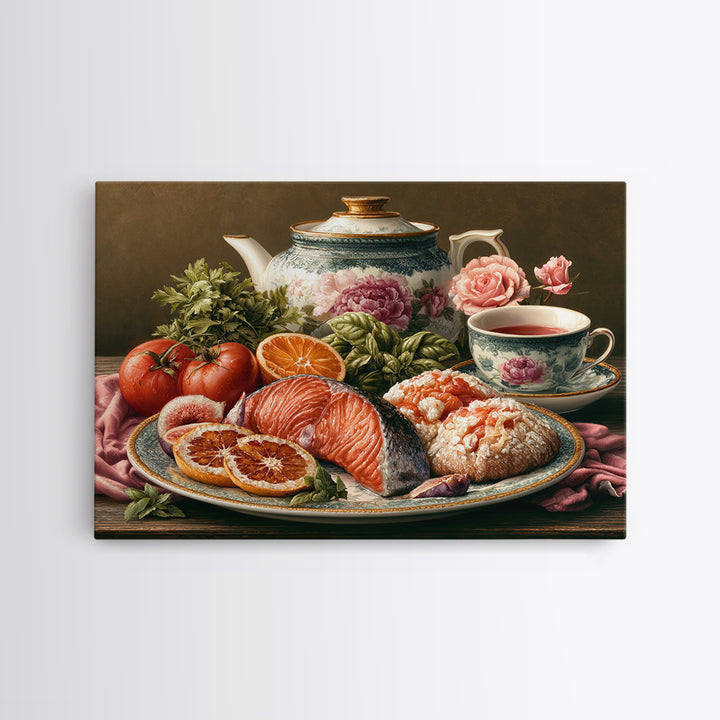 Sushi Fish and Ceramic Plate Composition Framed Canvas Print, Restaurant Art, Canvas Print, Restaurant Decor, Fine Art, Bistro, RES-3x2-9