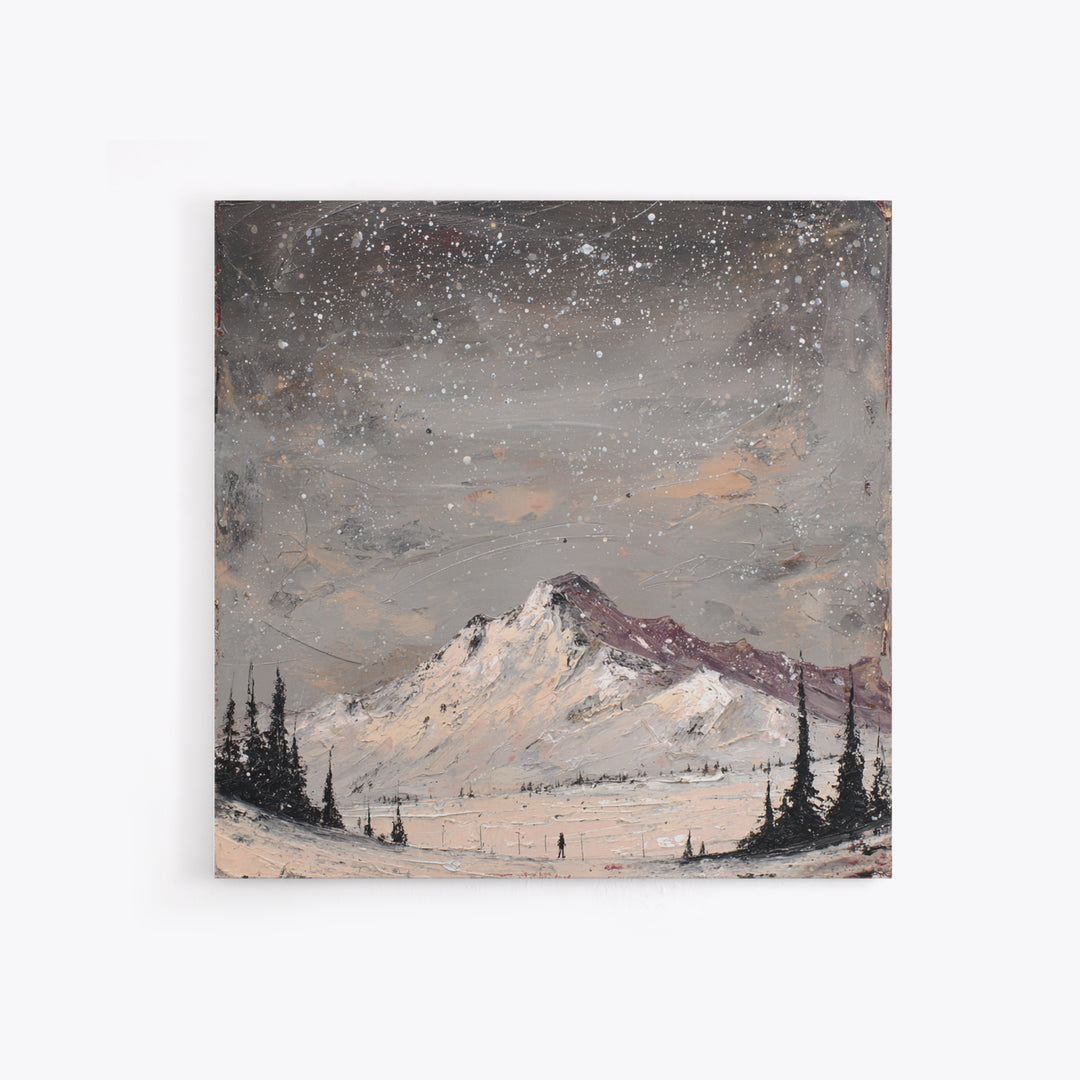 Retro Ski Poster Mountain Scene Framed Canvas Print, Retro Art, Wall Art Print, Living Room Decor, Fine Art, Retro, Boho Decor, RET-1x1-24