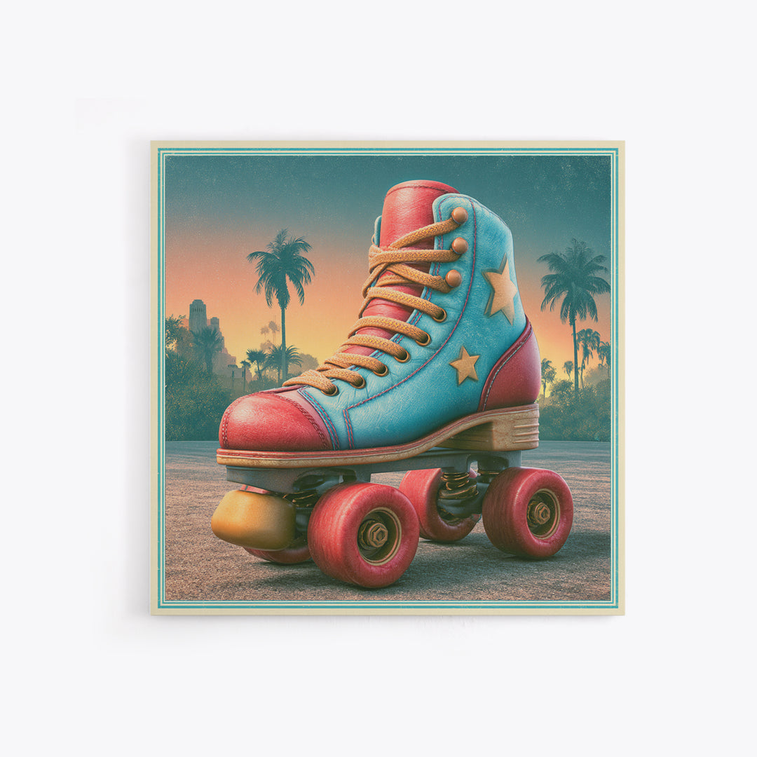 Retro Roller Skate Framed Canvas Print, Retro Art, Living Room Decor, Retro, Gallery Decor, Neutral Decor, Modern Decor, RET-1x1-52