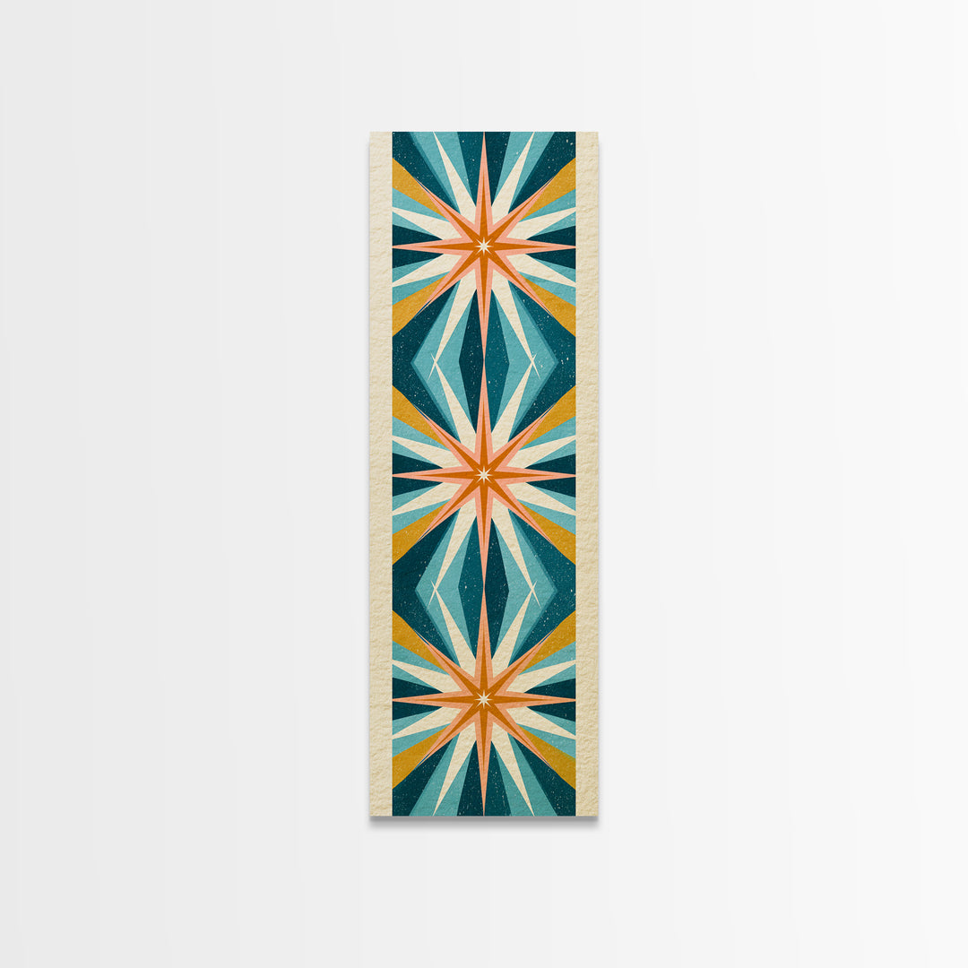 Atomic Starburst Pattern Framed Canvas Print, Retro Art, Dopamine Decor, Living Room Decor, Fine Art, Retro, Fine Art Print, RET-1x3-75