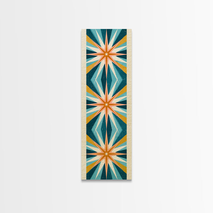 Atomic Starburst Pattern Framed Canvas Print, Retro Art, Dopamine Decor, Living Room Decor, Fine Art, Retro, Fine Art Print, RET-1x3-75