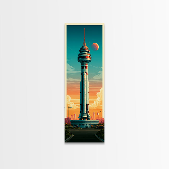 Space Age Rocket Poster Scene Framed Canvas Print, Retro Art, Retro Wall Art, Living Room Decor, Fine Art, Retro, Luxury Decor, RET-1x3-91
