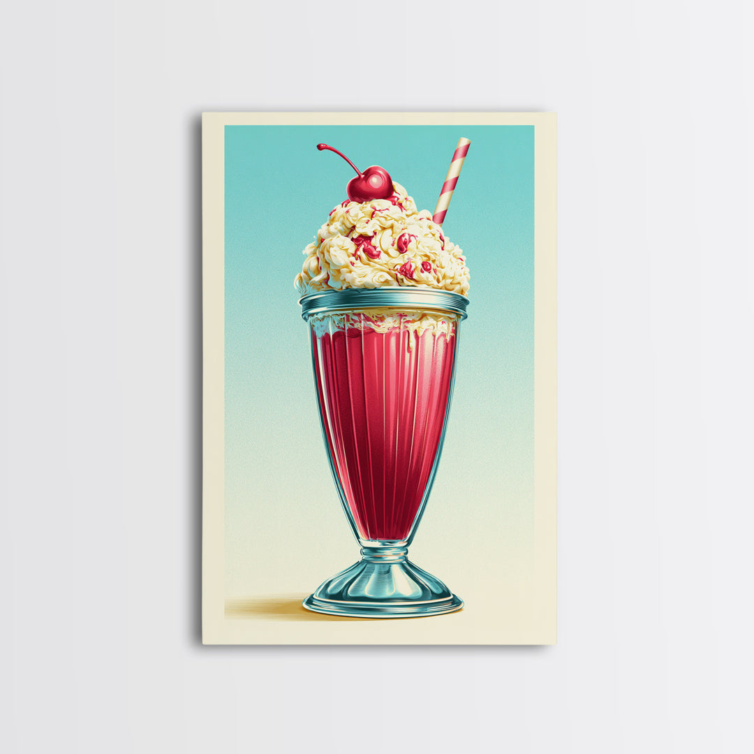 1950s Diner Milkshake Canvas Print, Retro Art, Poster, Living Room Decor, Fine Art, Retro, Abstract Art, Apartment Decor, RET-2x3-9