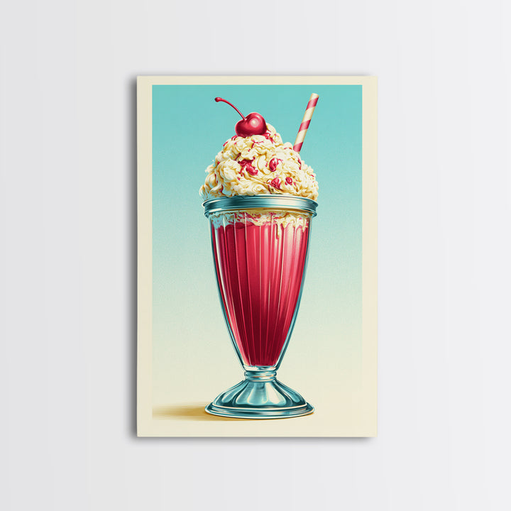 1950s Diner Milkshake Canvas Print, Retro Art, Poster, Living Room Decor, Fine Art, Retro, Abstract Art, Apartment Decor, RET-2x3-9