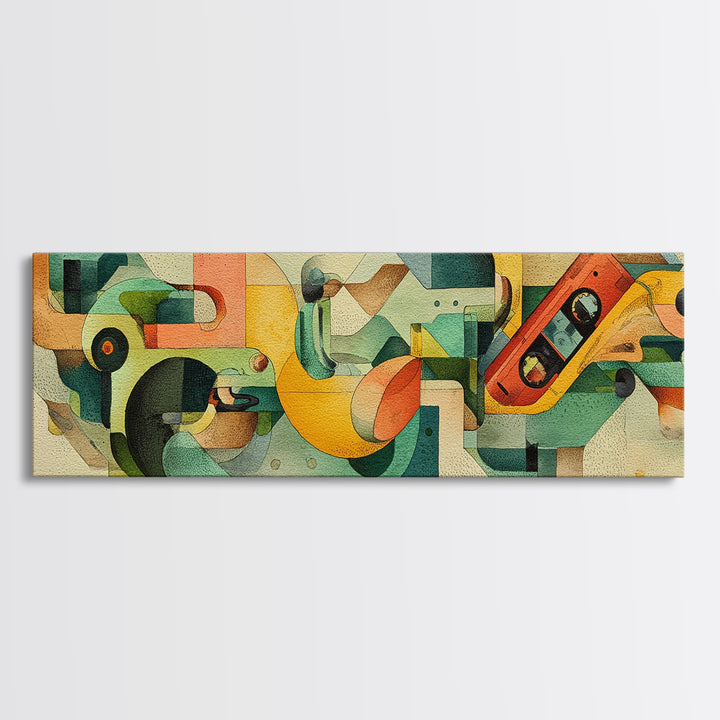 Retro Beach Umbrella and Surfboard Canvas Print, Retro Art, Printable Wall Art, Living Room Decor, Abstract Art, Retro, RET-3x1-34