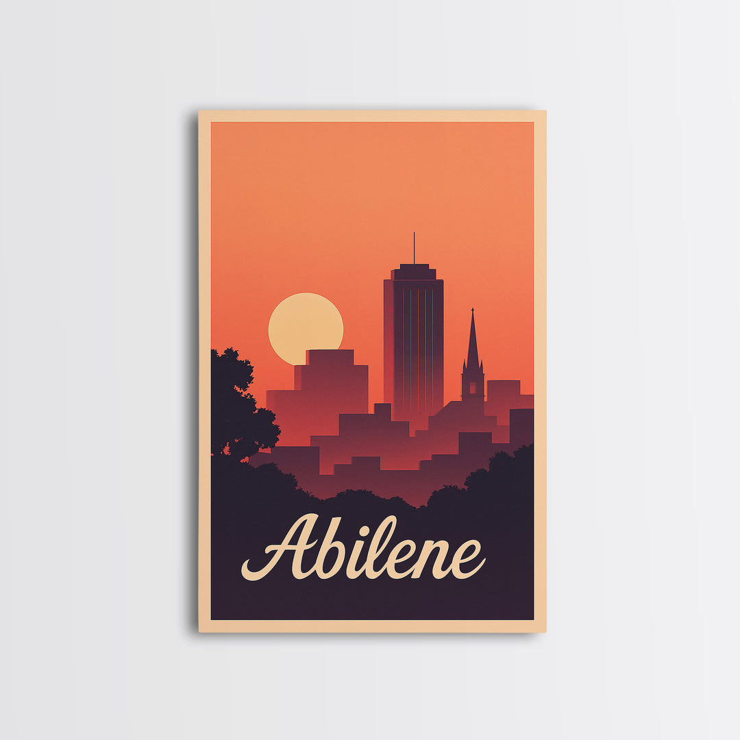 Abilene Texas Travel Poster, Canvas Print, Classic Travel Poster Art, Abilene City Art, Modern Wall Decor, Travel Art Print, Art Print