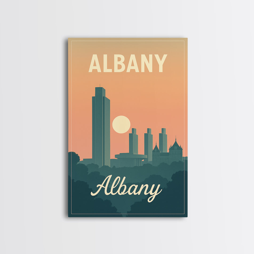 Albany New York Travel Poster, Canvas Print, Mid Century City Wall Art, Albany Travel Art, Poster Art, Vintage City Art, Retro Travel Print