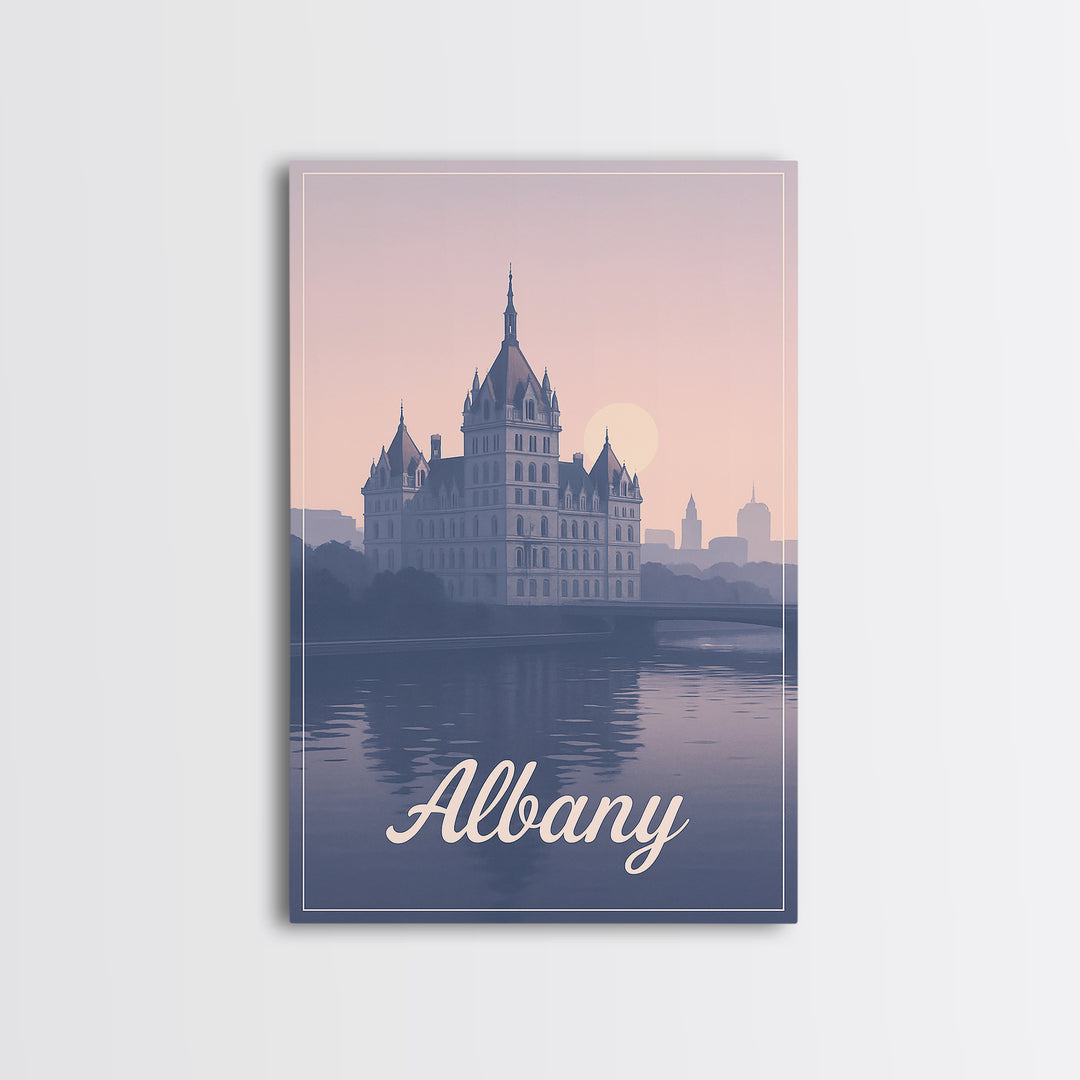 Albany Travel Poster, Framed Canvas Print, Classic Travel Poster Art, Albany Travel Art, Gift For Travelers, Wanderlust Decor, Wall Art