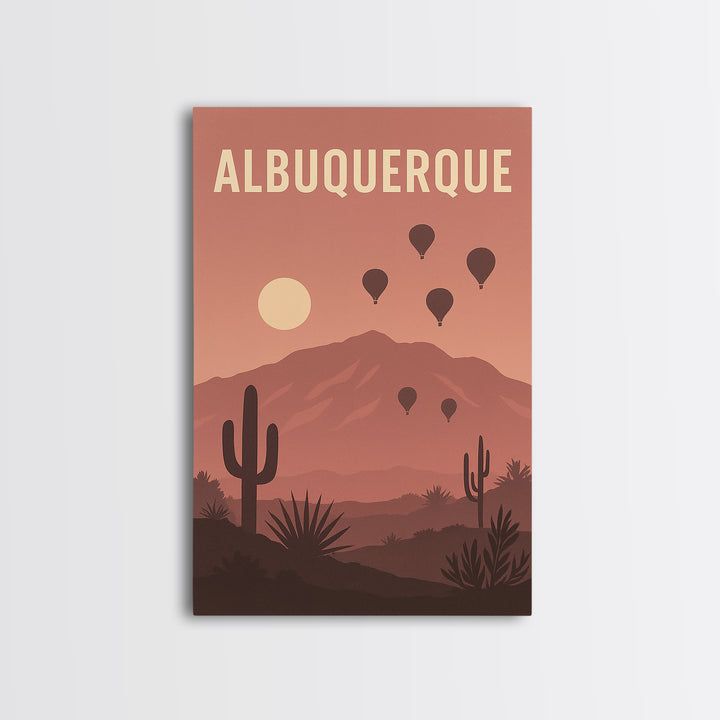 Albuquerque New Mexico Travel Poster, Canvas Print, Retro Sunset Skyline Art, Albuquerque Art Print, City Art Print, Modern Wall Decor